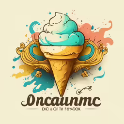 a colorful ice cream cone with a blue top and a swirly top on it