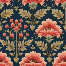 red and yellow flowers are on the navy background
