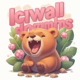 there is a brown bear sitting on a small patch of dirt