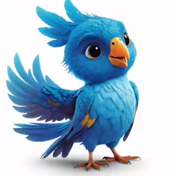 a blue bird with large wings and big eyes