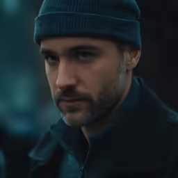 a man with a hat on his head standing