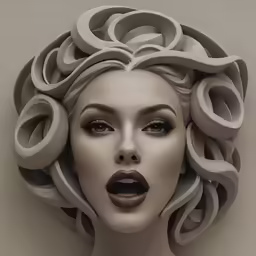 a model with her hair in curls and a hat on her head