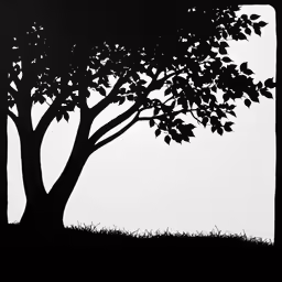 a large tree is silhouetted against the sky