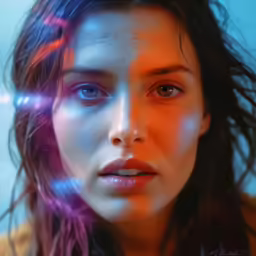 a young woman with makeup has blue eyes