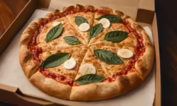 there is a large pizza that has some toppings on it