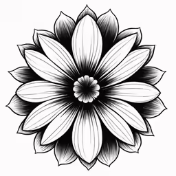 a black and white flower with large petals