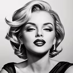 a black and white image of a woman with an eyeliner