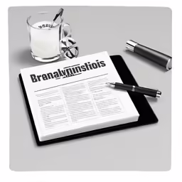 a clipboard with a pen, an a cup and some drinks