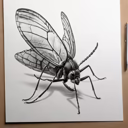 a bug drawing with graphite and marker