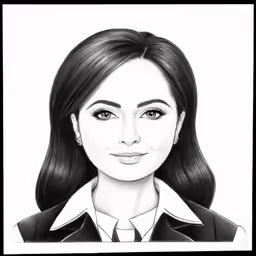 the caricature of the head and shoulders of a woman