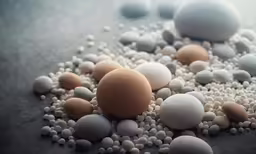 several eggs are shown sitting on the ground