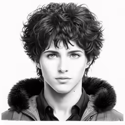 a black and white photo of a man wearing a jacket