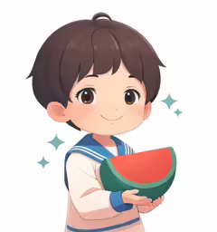 anime boy with watermelon