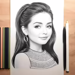 an illustration of the actress in black and white