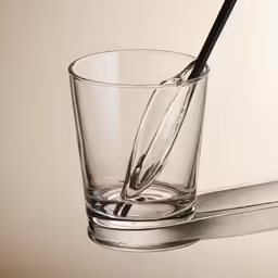 the toothbrush is in a glass with its lid down