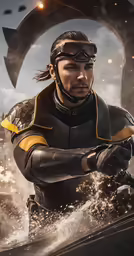 the character is ready for a action shot