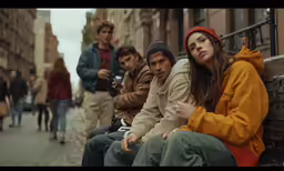 a group of young people sitting on top of a bench