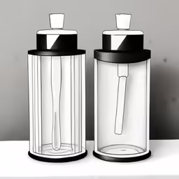 the kitchen items are designed and organized in clear jars