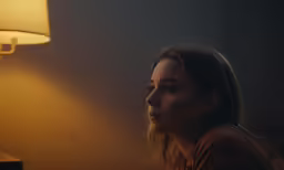 a close up of a person near a lamp