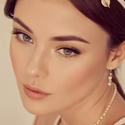 a close up of a person wearing a necklace and jewelry
