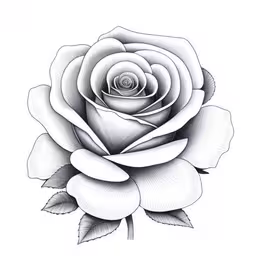 drawing a rose with pencils in the pen,a drawing of a rose with leaves