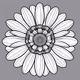 a drawing of a flower on a gray background,an intricate flower with long petals is on the background