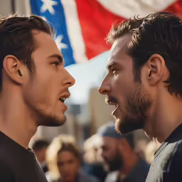 two men one is talking to each other, while the other man looks at his friend
