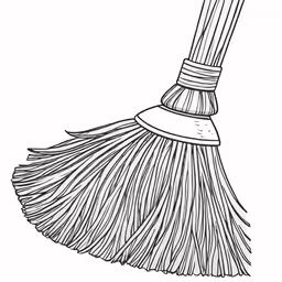 a broom with the handle turned upside down on white