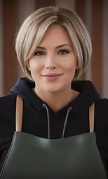 a close up of a person with a apron