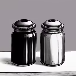 two small metal jars on top of a counter