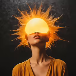 woman with eye patch on forehead and yellow hair