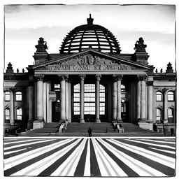 a photograph of an old courthouse building taken in black and white
