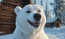 a polar bear with its eyes wide open