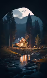 a house sitting in the middle of a forest