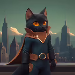 catwoman wearing an elaborate helmet is looking into the distance