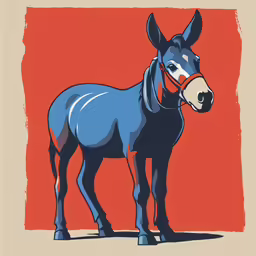 a horse is shown in a red and blue background