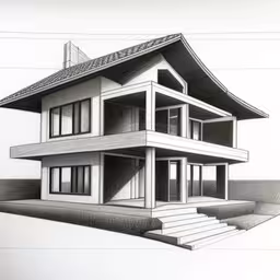 a drawing of a home with stairs,a drawing of a house that looks like it is done in graphing