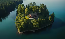 a house on an island in the middle of the ocean