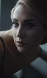 a woman with glitter all over her face