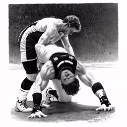 two men wrestle in an obstacle competition