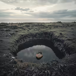 a boat that is sitting in some water