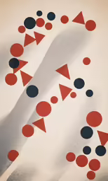 an artistic painting of various shapes and sizes