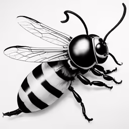 a black and white photo of a bee
