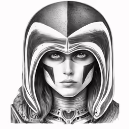 a drawing of a woman with a mask on
