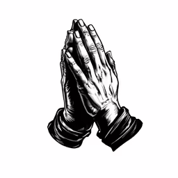 the hands are clasped with prayer