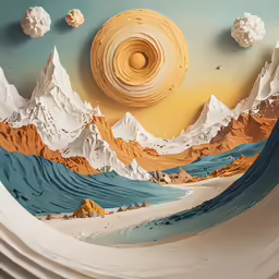 an artistic view of mountains and trees from below