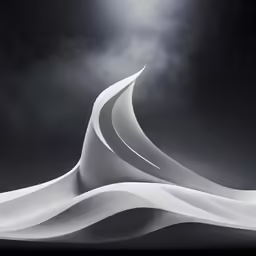 the wavy white sand dunes against a dark, foggy sky