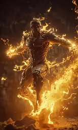 a man dressed as a fire warrior