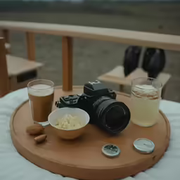 the food is being prepared on the outdoor wooden tray