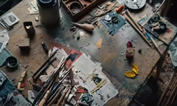 the tools on the table are being used for some arts and crafts